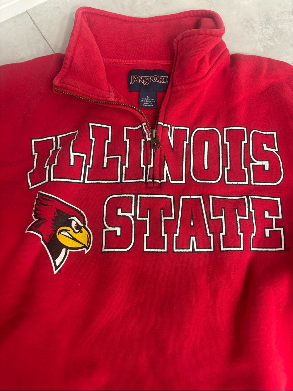 LIKE NEW red logo Illinois State University ISU quarter zip sweatshirt